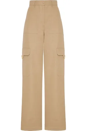 VALENTINO Bukser, Dame, Brun, XS, Bomuld, Beige Cargo Bukser Wide Leg