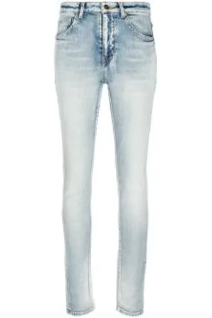 Saint Laurent Jeans, Dame, Blå, W28, Slim Low Rise Jeans