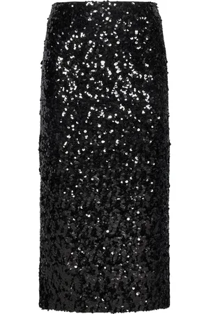 Dolce & Gabbana Nederdel, Dame, Sort, S, Satin, Sort nederdel med bagslids