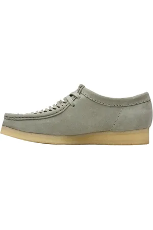 Clarks Sko, Herre, Grøn, 43 EU, Salvie Flet Ruskind Wallabee Sneakers