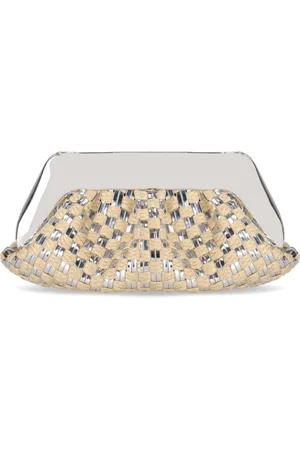 THEMOIRÈ Taske, Dame, Grå, ONE SIZE, Uld, Sølv Mikro Vævet Straw Clutch Taske