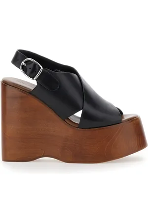 Jeffrey Campbell Sko, Dame, Sort, 38 EU, Læder, Sorte Krydsede Kiler i Læder til Kvinder