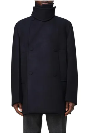 Jil Sander Frakke, Herre, Blå, L, Uld, Blå Uld Dobbeltbrystet Frakke