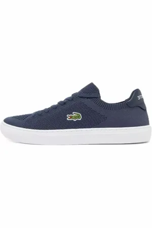 Lacoste Sko, Herre, Blå, 42 EU, Moderne Strik Sneakers med Broderet Logo