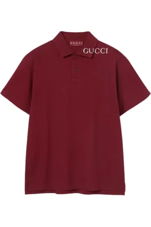 Gucci Top, Herre, Rød, M, Bomuld, Rød Polo Skjorte med Logo Print