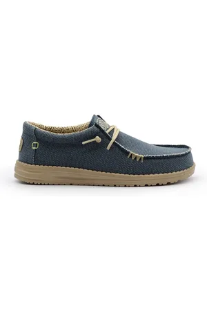 Hey dude Sko, Herre, Blå, 45 EU, Bomuld, Blå Åndbare Sneakers Letvægts Kork Indersål