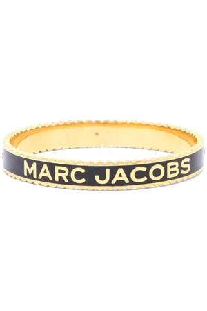 Marc Jacobs Tilbehør, Dame, Gul, ONE SIZE, Uld, Medaljon Armbånd Sort/Guld Logo