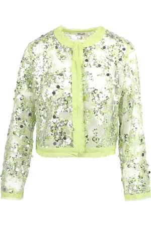Baum und Pferdgarten Jakke, Dame, Grøn, S, Polyester, Bethina Sheer Jakke med Frynsede Kanter