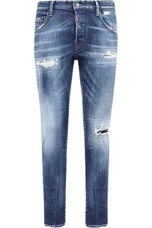 Dsquared2 Jeans, Herre, Blå, XL, Denim, Slim Fit Brugt Denim Skater Jeans