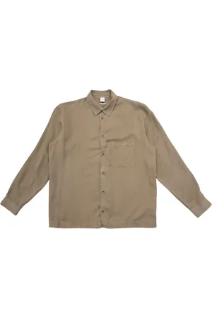 Won Hundred Skjorte, Herre, Brun, L, Flowy Tencel Skjorte med Hornknapper