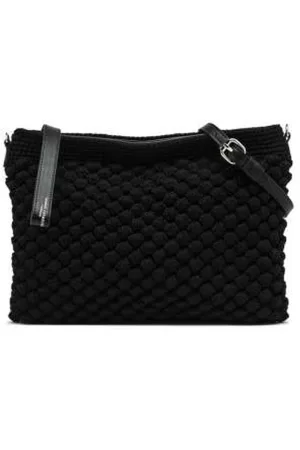 Gianni chiarini Taske, Dame, Sort, ONE SIZE, Uld, Bobleeffekt Sort Pung med Lærdetaljer