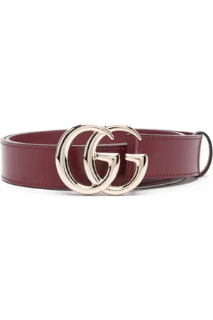 Gucci Tilbehør, Dame, Rød, 70 CM, Læder, Rød Læderbælte med Dobbelt G-Spænde