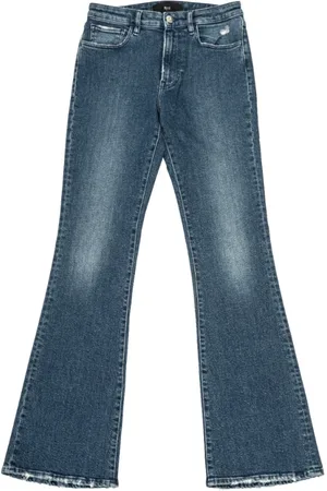 3x1 Jeans, Dame, Blå, W26, Bomuld, Højtaljede kickflare jeans i mørkeblå