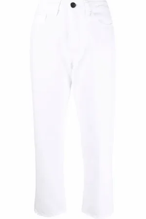 3x1 Jeans, Dame, Hvid, W28, Bomuld, Hvid Cropped Jeans Moderne Æstetik