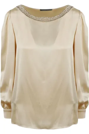 Alberta Ferretti Bluser & Skjorter, Dame, , XS, Silke Broderet Bluse Ss23
