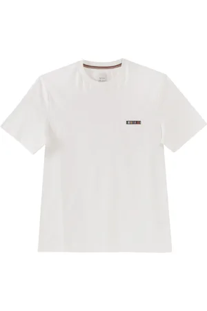 Paul Smith Top, Herre, Hvid, L, Bomuld, Logo Multiriga Kortærmet Bomuld T-shirt