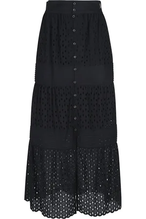Patrizia Pepe Nederdel, Dame, Sort, XS, Elegant Maxi Nederdel til Kvinder