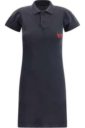 Balenciaga Kjole, Dame, Sort, S, Bomuld, Broderet Logo Bomuld Polo Kjole