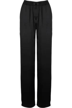 HERNO Bukser, Dame, Sort, M, Satin, Brede ben satinbukser med snøre
