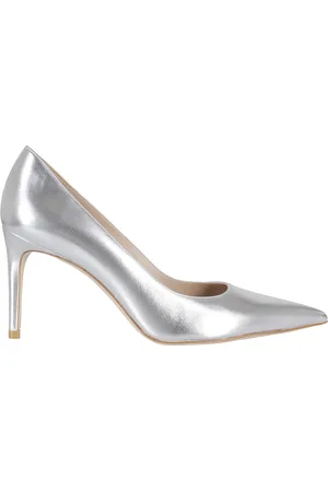 Stuart Weitzman Sko, Dame, Grå, 38 EU, Læder, Sølv Metallic Pump med Spids Design