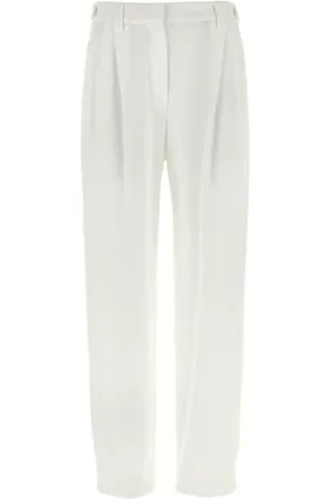 Brunello Cucinelli Jeans, Dame, Hvid, S, Bomuld, Hvide Piqué Bukser med Knappedetaljer