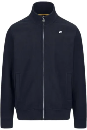 K-Way Sweathshirts & Hoodies, Herre, Blå, XL, Bomuld, Blå Sweater med Lynlås og Lommer