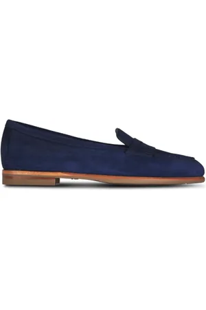 santoni Sko, Dame, Blå, 38 EU, Læder, Koboltblå Ruskind Loafers