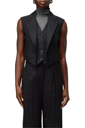 Alexander McQueen Jakke, Dame, Blå, XS, Uld, Marineblå Pinstripe Vest