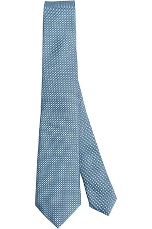 Ermenegildo Zegna Tilbehør, Herre, Blå, ONE SIZE, Blå Silke Jacquard Geometrisk Slips