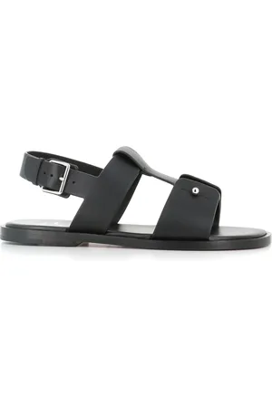 Christian Louboutin Sko, Herre, Sort, 41 EU, Læder, Sort lædersandal med sølvnål