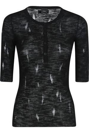 Pinko Strik, Dame, Sort, XS, Kortærmet sweater i Scott-stil