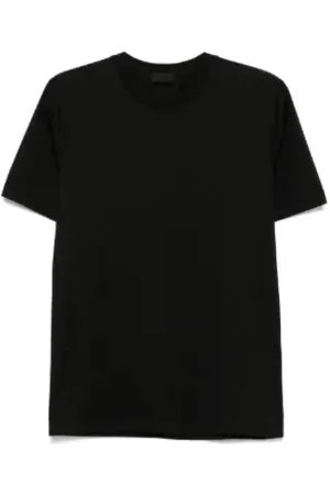 Moncler Top, Herre, Sort, M, Bomuld, Sort Logo Print Crew Neck T-shirt