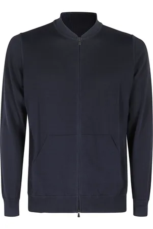 FILIPPO DE LAURENTIIS Sweathshirts & Hoodies, Herre, Blå, M, Bomuld, Bomberjakke med lynlås i bomuld