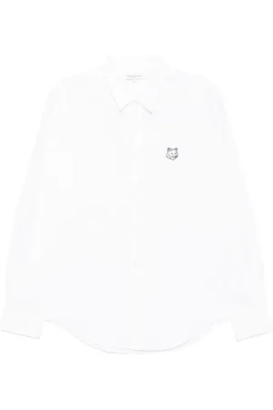 Maison Kitsuné Skjorte, Herre, Hvid, L, Bomuld, Hvid rævehovedskjorte