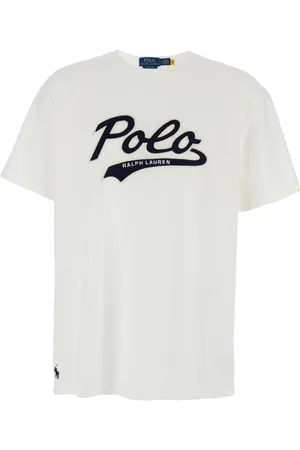 Ralph Lauren Top, Herre, Hvid, XL, Bomuld, Hvid Logo Print Crewneck T-Shirt