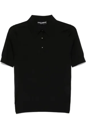 Dolce & Gabbana Strik, Dame, Sort, XS, Cashmere, Sort Polo Top med Korte Ærmer