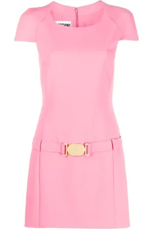 Moschino Kjole, Dame, Lyserød, XS, Læder, Rosa Kjole Ss23
