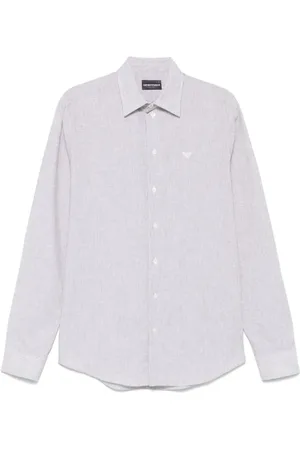 Emporio Armani Skjorte, Herre, Grå, XL, Stribet Skjorte til Mænd