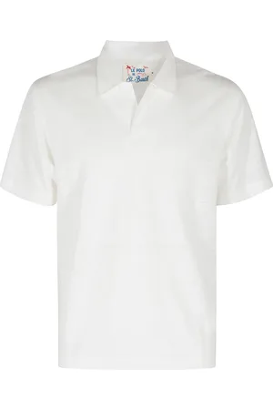 MC2 SAINT BARTH Top, Herre, Hvid, M, Linned, Hvidt Linned Polo Skjorte