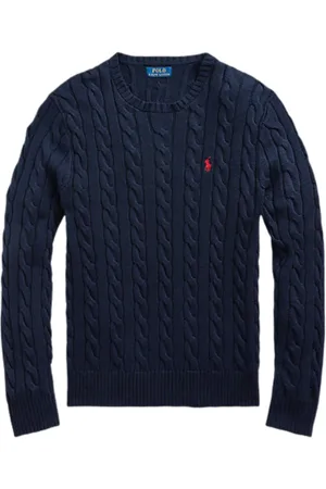 Ralph Lauren Strik, Herre, Blå, 2XL, Bomuld, Hunter Navy Sweatshirt med Flettede Teksturer
