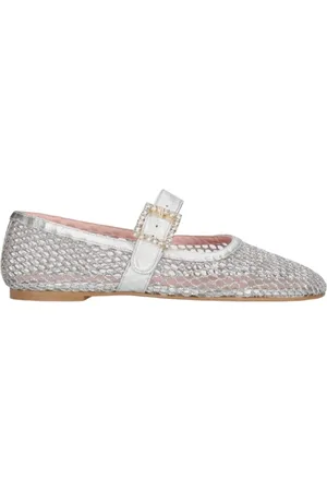 Pretty Ballerinas Sko, Dame, Grå, 38 EU, Sølv Mesh Ballet Flats