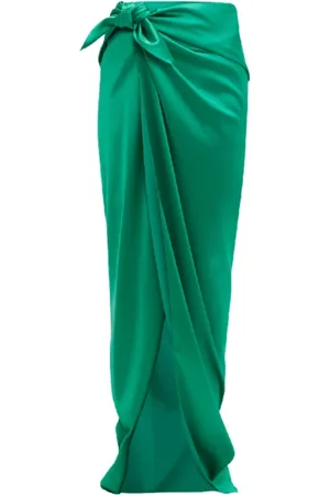 Balenciaga Nederdel, Dame, Grøn, S, Satin, Smaragdgrøn Satin Wrap Nederdel