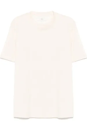 Brunello Cucinelli Top, Herre, , XL, Bomuld, Ecru Crew Neck Kortærmet T-shirt