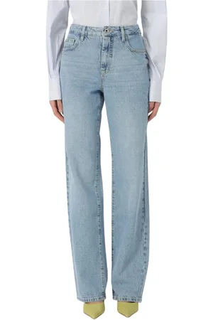 Patrizia Pepe Jeans, Dame, Blå, W28, Bomuld, Lysvaskede Wide Leg Jeans