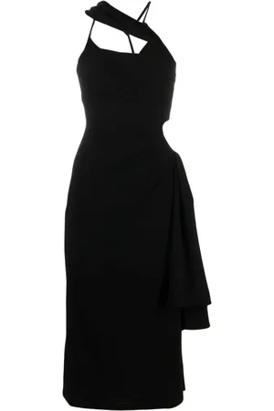 Jacquemus Kjole, Dame, Sort, M, Uld, Sort draperet asymmetrisk kjole