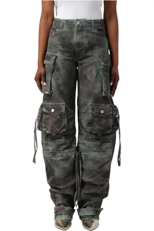 The Attico Jeans, Dame, Grøn, W26, Bomuld, Grønne Cargo Bukser MultiPocket Afslappet Pasform