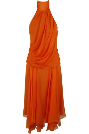 Alberta Ferretti Kjole, Dame, , S, Chiffon, Silke Halterneck Draperet Kjole