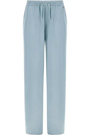 HERNO Bukser, Dame, Blå, S, Satin, Elegant satin snøre bukser