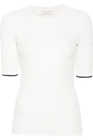 VALENTINO Top, Dame, Hvid, M, Polyester, Hvid Iconographe Strikket Top