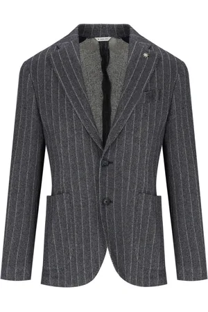 Manuel Ritz Jakke, Herre, Blå, L, Bomuld, Blå Pinstripe Slim Fit Jakke